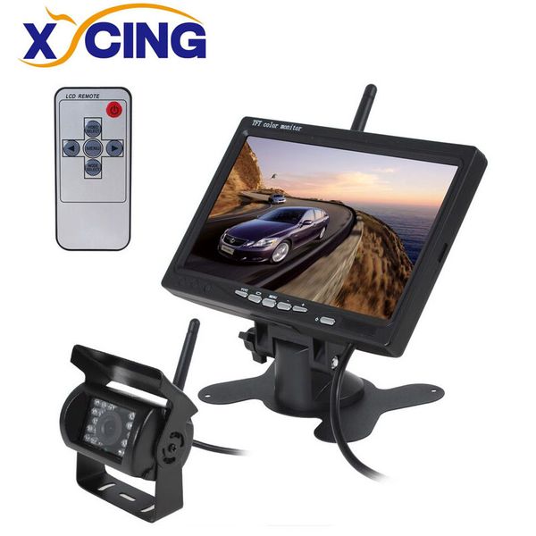 

xycing 2.4ghz wireless monitor 7 inch 800 x 480 color tft lcd display monitor + wireless 18 ir led night vision bus truck camera car
