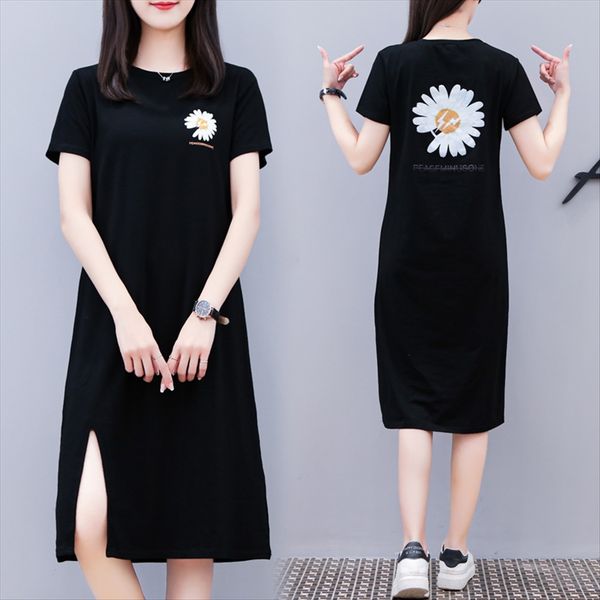 

2020 summer ins мало daisy раскол вилка тонкая 2020 летняя ins немного футболку платье daisy долго раскол вилки тонкие длинные футболки плат, White