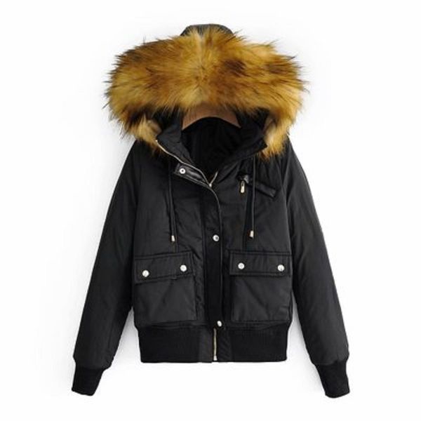 

liva girl 2019 winter coats women parkas cotton warm thick short jacket coat slim casual zipper gothic black outerwear overcoats