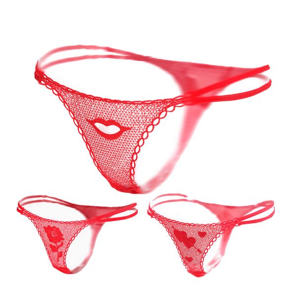

new 1pcs creative women rose flower lace g-string briefs thongs romantic v-string panties valentine's day gift red color, Black;white