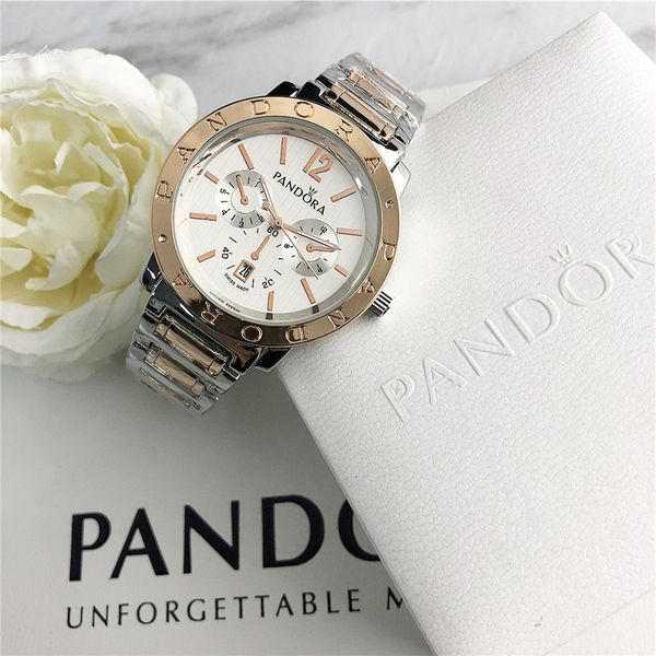 

new 40mm fashion luxury watch men's and women's watches famous brand pandora quartz watch quality men's watches fashion ladie, Slivery;brown