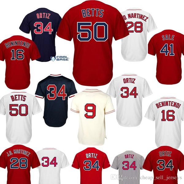 

50 Mookie Betts Boston Red Baseball Jerseys Sox 28 JD Martinez 41 Chris Sale 16 Benintendi 15 Pedroia