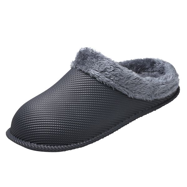 

winter plus velvet warm men slippers waterproof indoor outdoor men shoes comfortable large size casual home slippers a40, Black