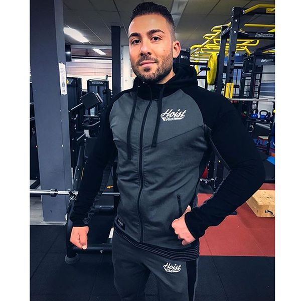 

2019 joggers fitness hoodies men outdoor bodybuilding zipper jackets sportswear sweatshirt thicken workout hoodie men, Black