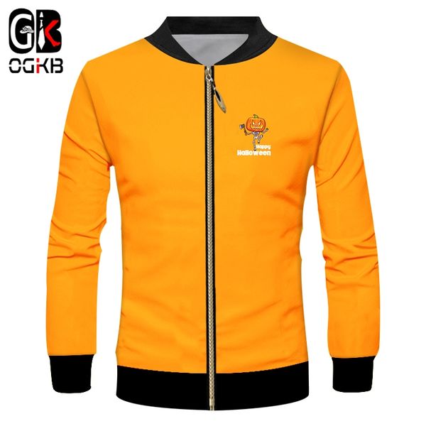 

ogkb winter halloween new man pumpkin head skeleton zip jacket street wear selling wholesale 6xl men's 3d printed clothing, Black;brown
