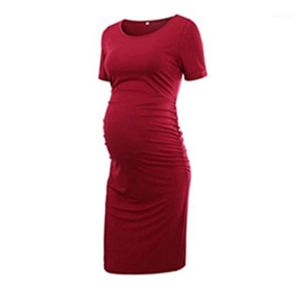 

plus size womens dresses solid color crew neck skinny ladies dresses pregnant female clothes, Black;gray