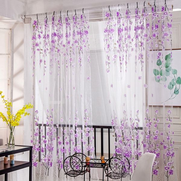 

1pc curtain living room french window pastoral style flowers printed gauze curtains panels bedroom kitchen home decoration new2