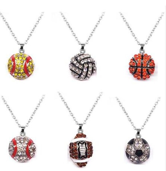 Schmuck Kristall Sportstil Strass Tennis/Baseball/Basketball/Volleyball/Fu￟ball Fitnessstudio Halskette Frauen Kinder Anh￤nger Schmuck GB1273