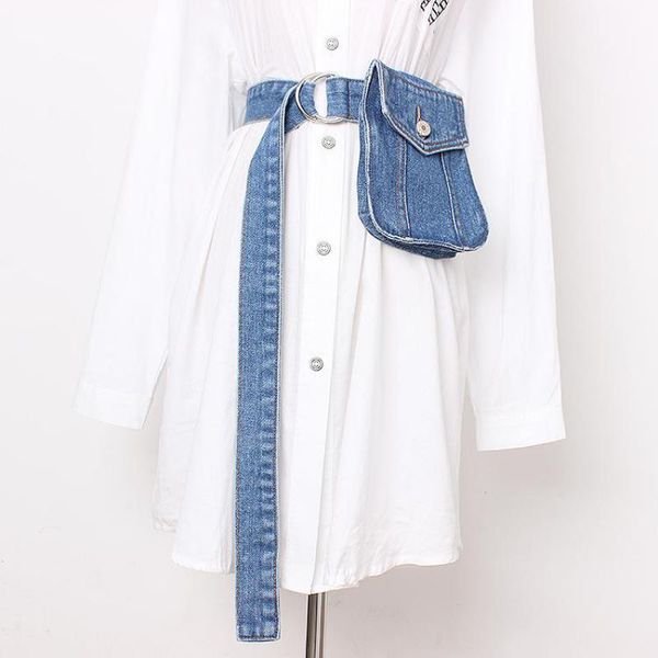 

women waist pack 2019 new summer fashion wild waist bag female blue denim personality long belt pocket tide all-match a757