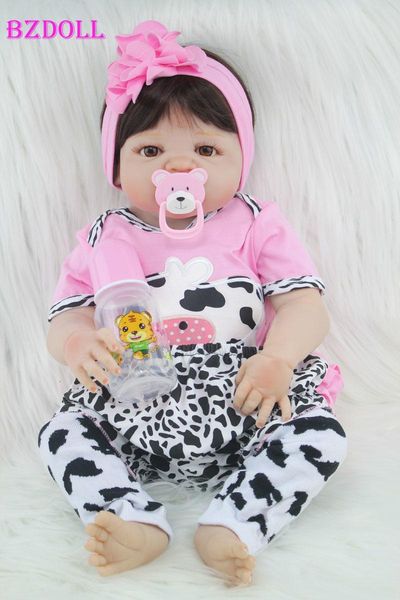 

55cm full body silicone reborn girl baby doll toy lifelike newborn princess babies doll fashion kids child brinquedos bathe toy y191213
