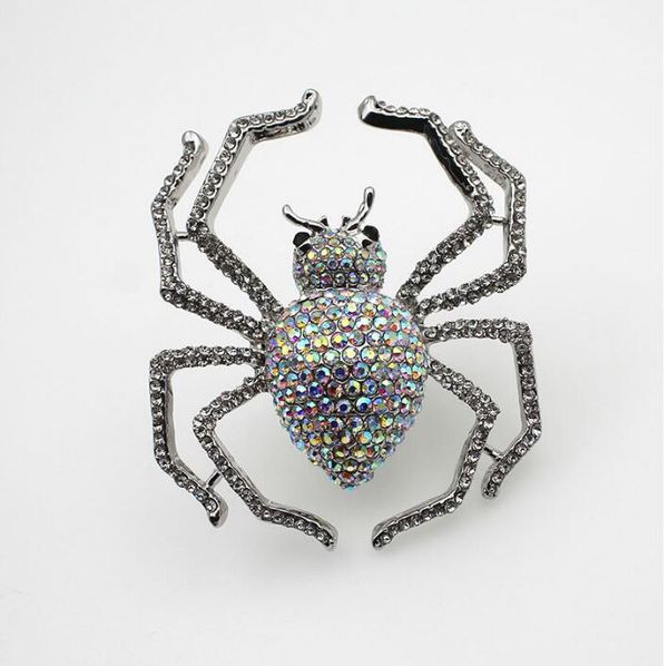

fashion fantastic alloy spider design ring adjustable size full of crystals open ring halloween gift gothic punk jewelry, Silver
