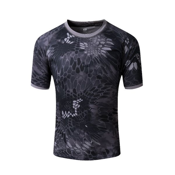 

summer short-sleeve camouflage t-shirt men quick dry army tactical combat t shirt cool climbing hiking hunting t-shirts, Gray;blue