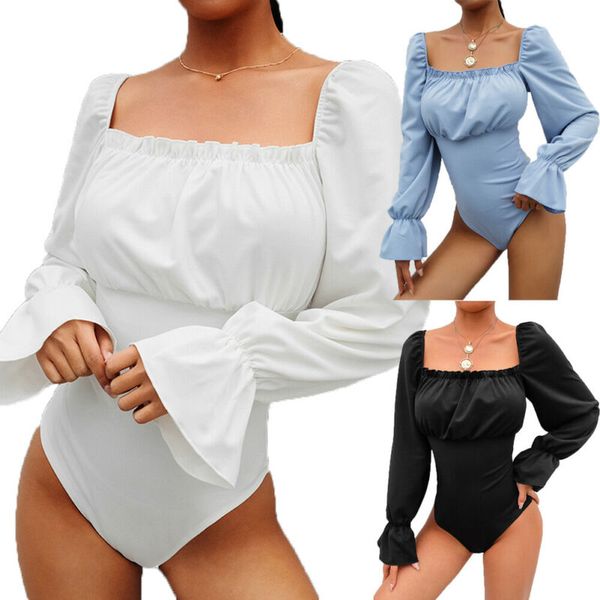 

summer new women bodysuits solid lace up butterfly sleeve slash neck slim sweet bodysuits party club wear, Black;white