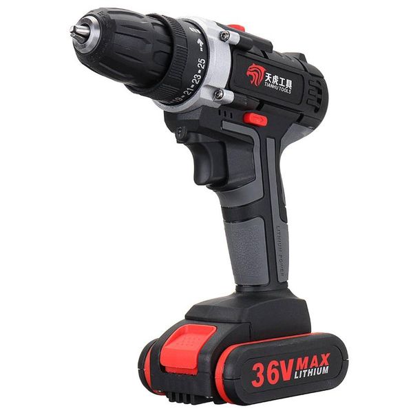 

36v electric drill multifunction cordless adjustable rechargeable screwdriver 2 speed 25 torque led light w/ 1/2 5000mah batter