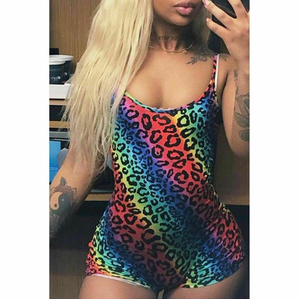 

women's jumpsuits & rompers summer womens playsuits romper shorts mini jumpsuit leopard print bodycon strappy playsuit one piece clubwe, Black;white
