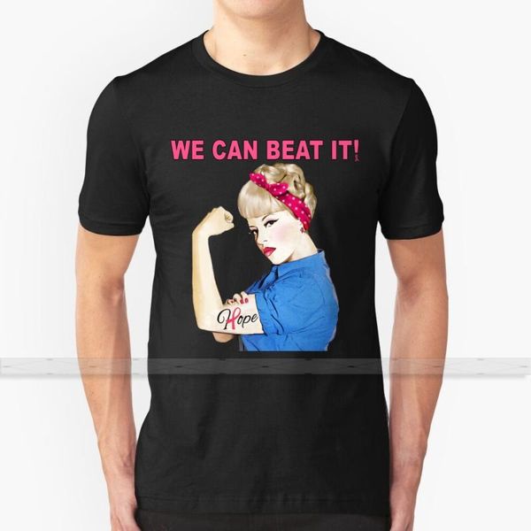 

we can beat it hope tattoo breast cancer awareness riveter pinup t - shirt men 3d print summer round neck women t shirts, White;black