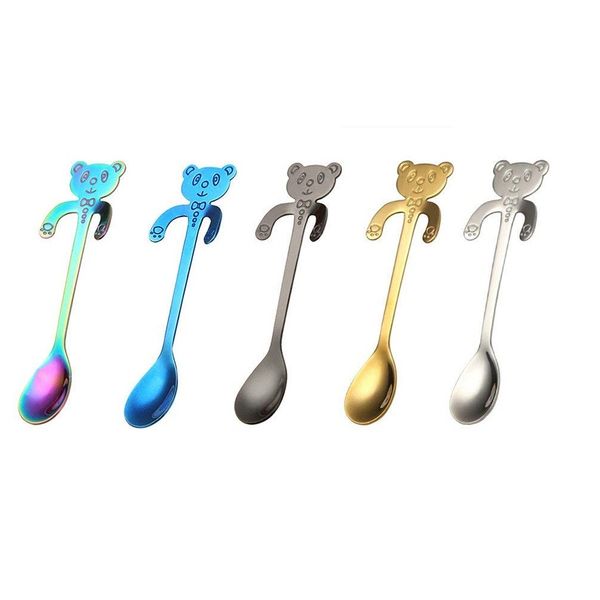 

creative mini 304 stainless steel flatware panda stirring spoon for ice, coffee, tea, children dessert scoop for party, as gift