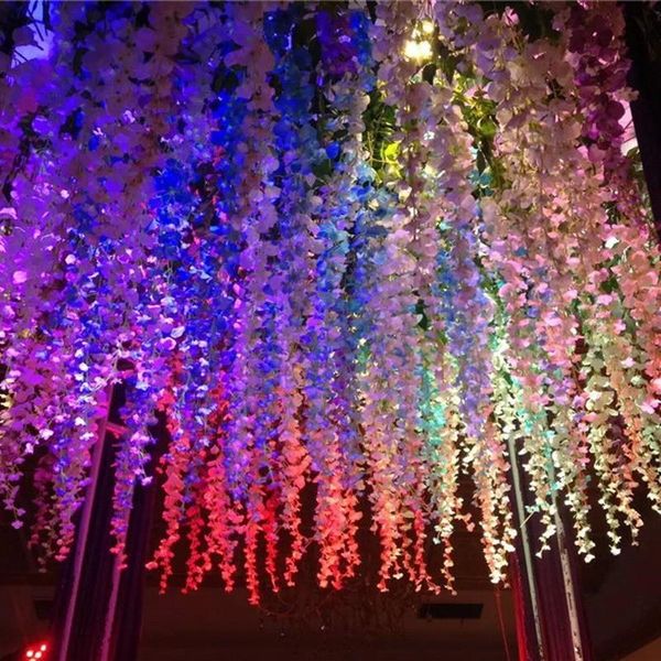 

artificial wisteria fake flowers hanging vine silk foliage flower wall leaf garland plant home garden wedding decorations colors for choose