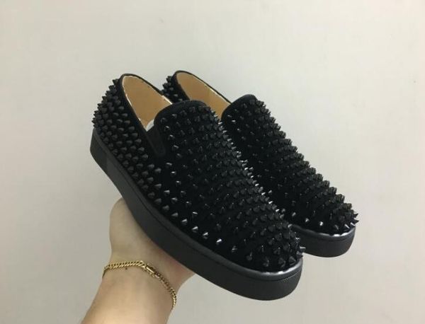 

france style red bottom sneakers women men low walking flats fleurilow,2019 men leisure trainer footwear chaussure homme t07, Black