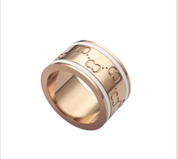 

titanium steel ornament drop white oil wide face ring couple ring, Silver