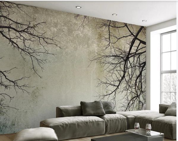 Personalizado qualquer foto tamanho belas paisagens Papéis de parede de fundo TV retro do céu galho de árvore estilo simples