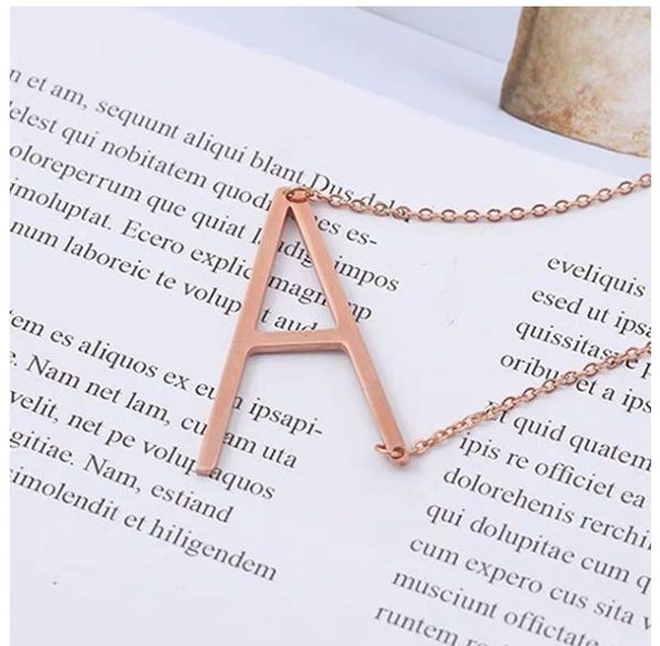 

initial letters necklace women gold color chain 2018 fashion long necklaces big pendant boho statement necklace collier femme, Silver