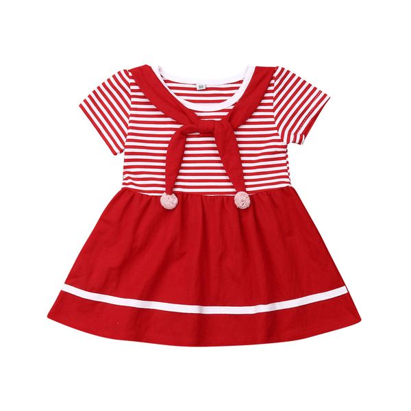 

toddler kids baby girl summer stripe dress short ssleeve clothing set outfits, Red;yellow