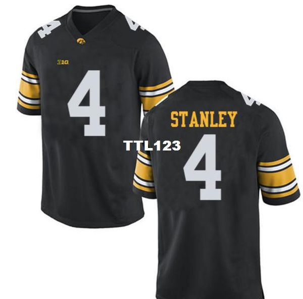 

men iowa hawkeyes nate stanley #4 real full embroidery college jersey size s-4xl or custom any name or number jersey, Black;red