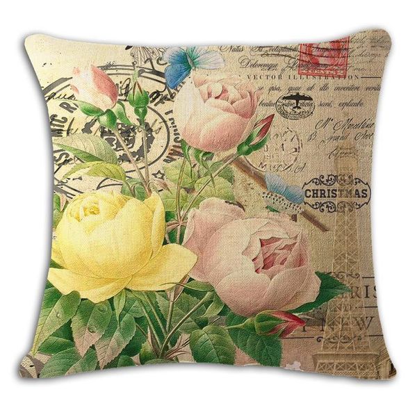 

restore ancient ways flowers and plants hand cotton flax pillow back cushion