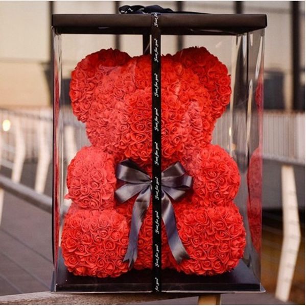 

Валентина Романтический подарок PE Rose Медведь Искусственная роза украшения Cute Carto