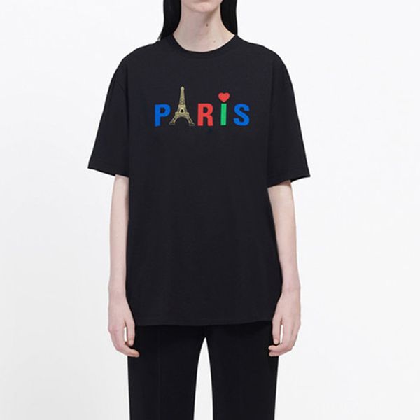 

20 париж эйфелева башня printed t-shirt мода solid коротких рукава designer summer casual свободного tee hip hop street мужчины женщина tshi, White;black