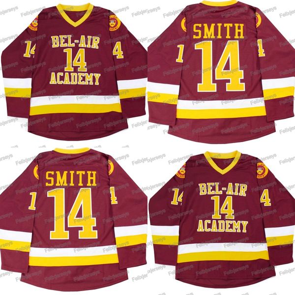

14 bel-air academy will smith movie hockey jersey 100% embroidery mens womens youth hockey jerseys fast shipping, Black;red