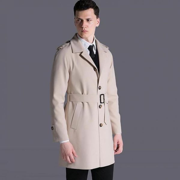 

new mens coat luxury medium long single breasted khaki mens jackets and coats plus size 6xl men casual windbreaker man trench, Tan;black