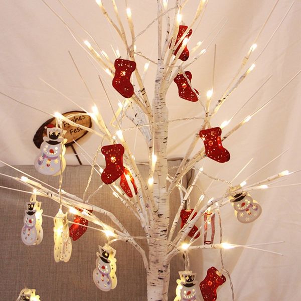 Großhandel Frohe Weihnachtsdekoration Led Set Schneemann Schmiedeeisen Beleuchtung Weihnachtsmann Glocke Deer Laterne Beleuchtet Weihnachts Anhänger