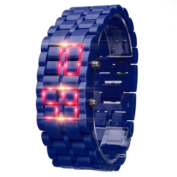 

mens watch colorful lava style bracelet led new samurai iron metal bracelet digital watches for men bracelet watch ye1, Slivery;brown
