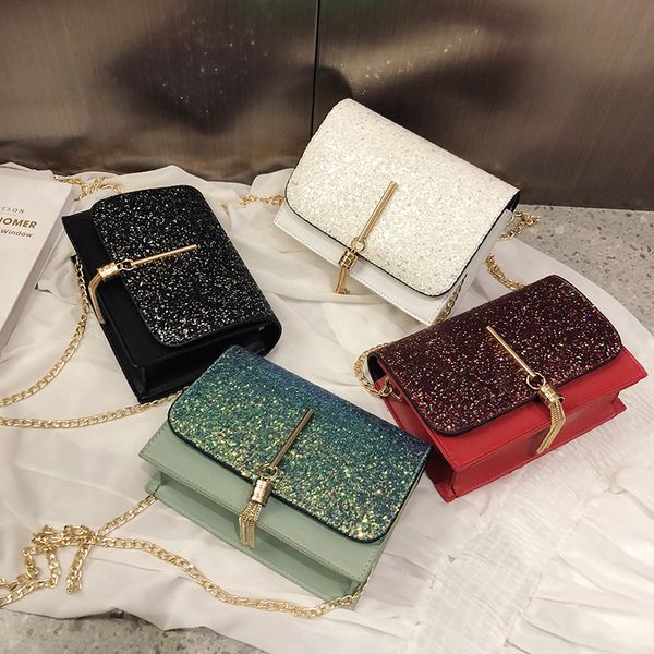 

mini bag 2019 new sequined tassel shoulder bag fashion texture messenger bag
