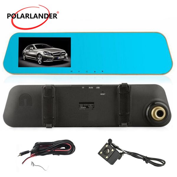 

1080p camera auto 4.3inch digital video recorder dual lens full hd camcorder rearview mirror car dvr registratory
