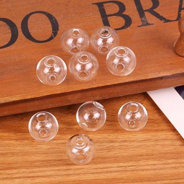 

3pcs 6/8/10/12/14/16/18/20/22/25/30mm hollow glass ball with double hole round bubble vial glass globe orbs diy jewelry beads