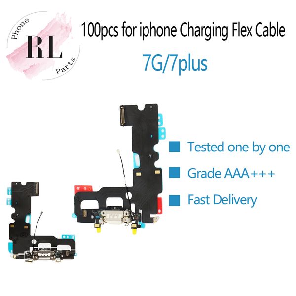 

100pcs parts new usb charging port charger dock connector replacement for iphone 7 7g 7 plus 7p headphones audio jack flex cable