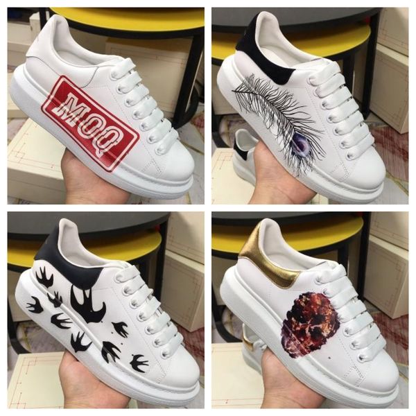 

new arrival luxuryalexandermcqueenssneakers white flats fashion luxury designer brand women men shoes designer luxury sneakers ing, Black