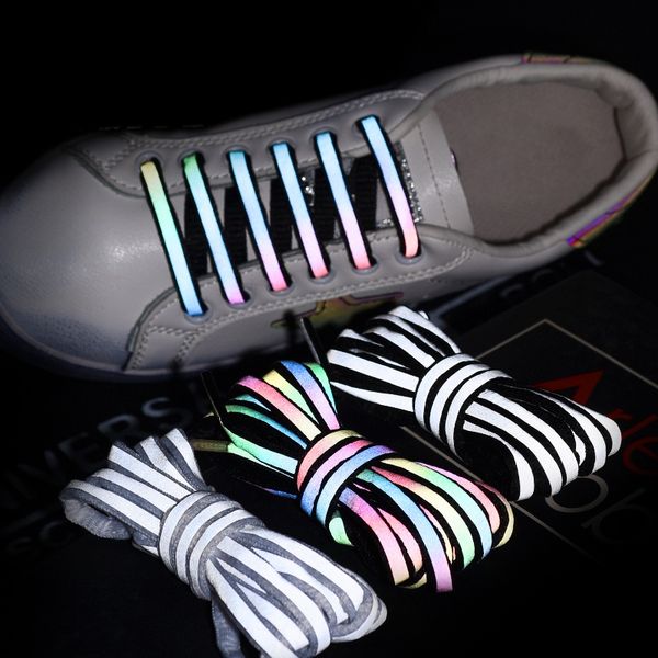 

reflective shoelaces can be hand-woven into bracelets at night sports colorful round shoelace sneakers beautiful shoe strings, White;pink