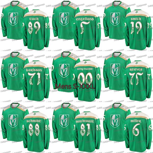 

2019 St. Patrick's Day Vegas Golden Knights Jonathan Marchessault Deryk Engelland Alex Tuch William Karlsson Reilly Smith Hockey Jerseys