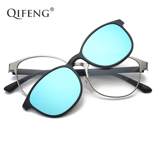 

qifeng optical eyeglasses frame men women with magnets polarized clip on sunglasses prescription glasses spectacle frame qf062, Silver