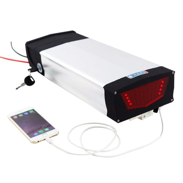 

eu us no tax 48v 15ah electric bike lithium ion battery with usb port tail light 48v battery for 1000w 750w e-bike