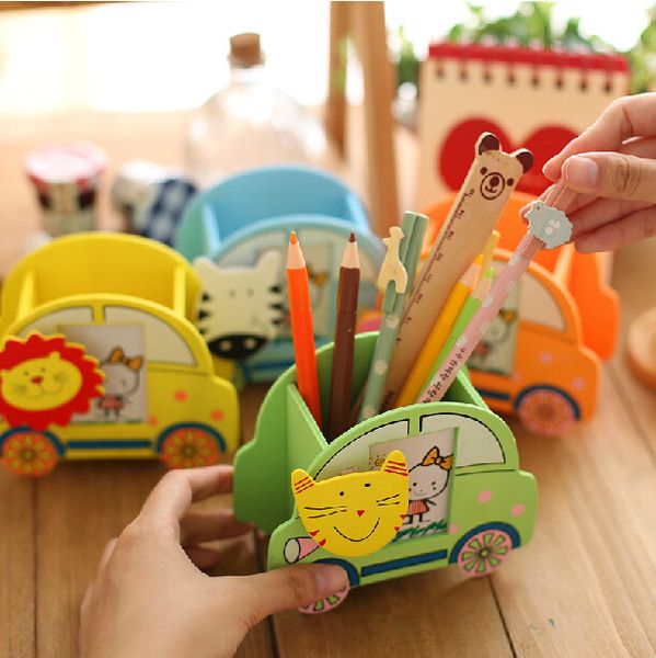 

a1718 originality woodiness cartoon automobile modeling bring p frame and clip fashion children pen container 0.05
