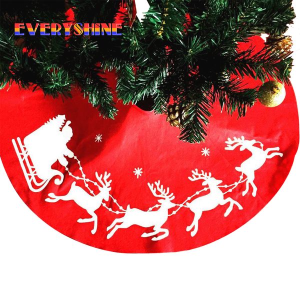 

red reindeer pattern non-woven fabric christmas tree apron xmas festival decoration ornaments for home diameter 100cm jk306