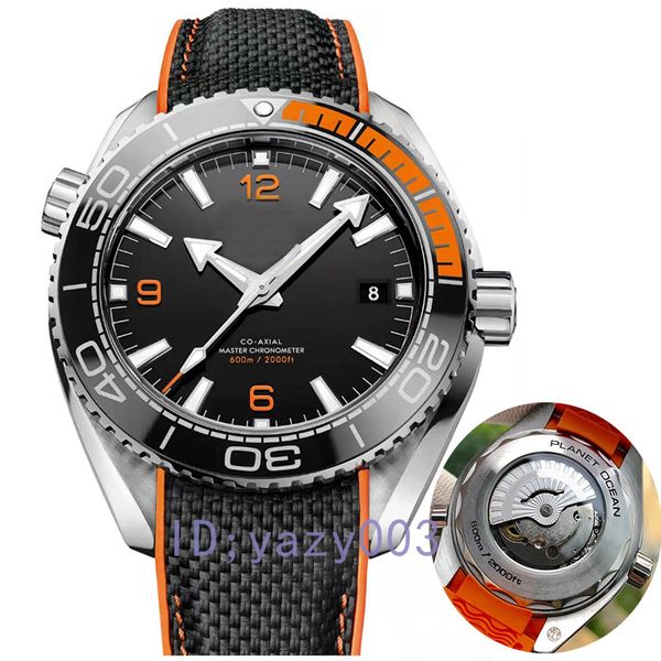 

2020 men mens watch 600m bond 007 axial 9300 plan ocea ceramic automatic movement 43.5mm relojes rubber watches wristwatches, Slivery;brown