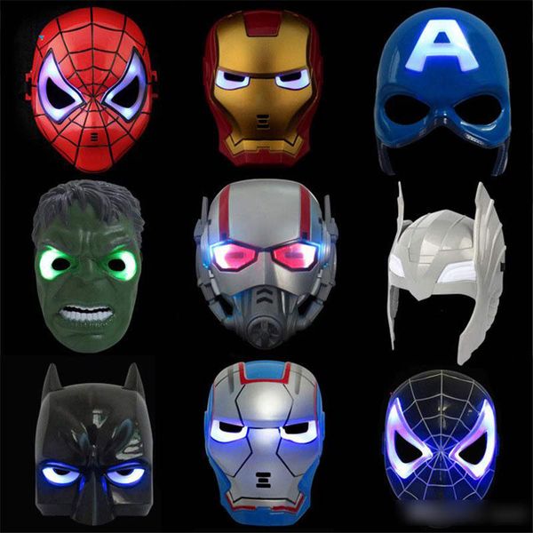 

Led glowing lighting ma k piderman captain america hero figure party ma k halloween co play co tume acce ory 9 color kid toy