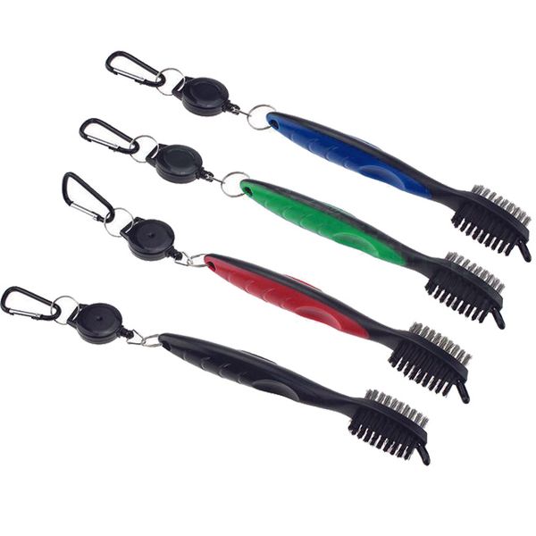 

golf clean brush and club groove cleaner with 2ft retractable zip-line