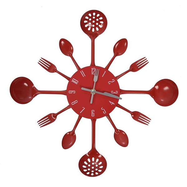 

housewares cutlery wall clock - red